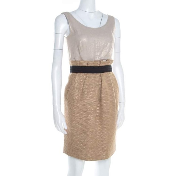 Dolce & Gabbana (D&G) Gold Foil Sleeveless Tweed Dress Sz 40 - Picture 4 of 8